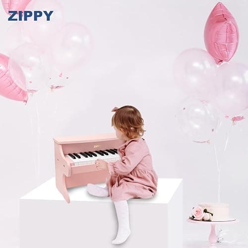 ZIPPY Kids Piano Keyboard, 25 Keys Digital Piano for Kids, Mini Music Educational Instrument Toy, Wood Toy for Toddlers Girls Boys (Pink) thumbnail 6