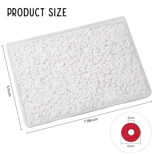 Yochus 4000pcs White Clay Beads for Bracelets, 6mm Heishi Beads Friendship Bracelets Jewelry Making Kit for Jewelry Making，Bracelet，Earring，Gifts, Small thumbnail 3