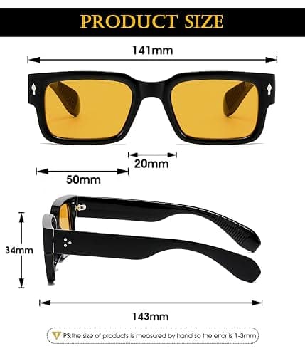 EYLRIM Square Frame Sunglasses for Women Men Trendy Chunky Rectangle Sun Glasses Black Shades UV400 Protection thumbnail 8