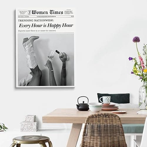 Trendy NewsPaper Wall Art - Coastal Girls Poster - Girls Just Wanna Have Fun -Vintage Bar Cart Art - College Apartment Decor Funky Wall Art - Preppy Decor Cocktail Poster 12x16in Unframed thumbnail 6
