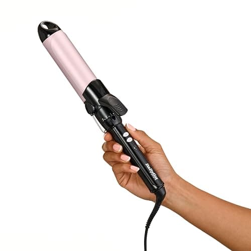 BaByliss Boucleur à pince de 38mm - Cylindre Satin Touch, 10 réglages de température, boucleur professionnel avec support de sécurité intégré, Noir et rose, C338E thumbnail 5
