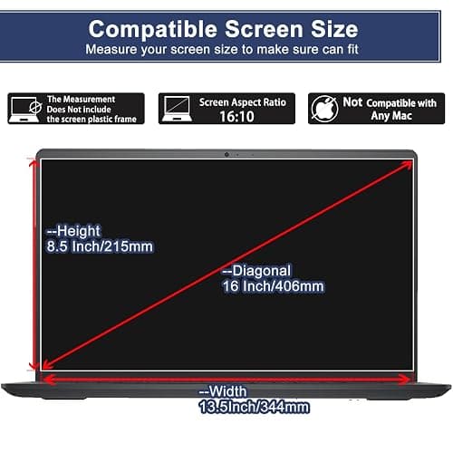 Laptop Screen Protector Tempered Glass Designed for Universal 16 inch with 16:10 Aspect Ratio Laptop (345mm x 218mm) Screen Protector, High Definition Clear 9H,Bubble Free thumbnail 2