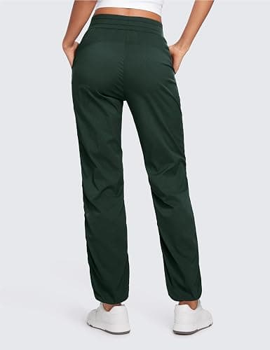 CRZ YOGA Lightweight Straight Leg Workout Pants for Women 28"/30"/32" - Ruched Casual Work Athletic Joggers with Pockets thumbnail 2