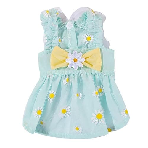 Flowers Elegant Princess Small Dog Dress Spring Summer Dog Dresses Girls Puppy Lightweight Pet Dresses - Medium - Green