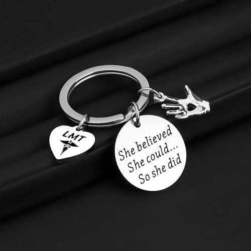 ENSIANTH LMT Licensed Massage Therapist Keychain 'She Believed She Could So She Did' Medical Graduation Gift thumbnail 7