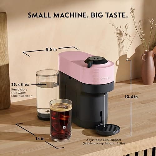 Nespresso Vertuo Pop+ Coffee and Espresso Maker by De'Longhi with Milk Frother, Candy Pink thumbnail 3