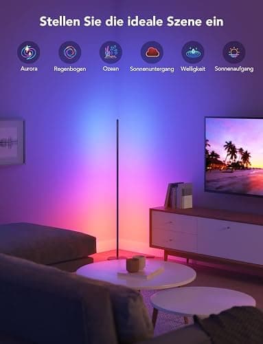 Govee RGBIC LED Stehlampe Wohnzimmer, WiFi Stehlampe Dimmbar, Arbeiten Sie mit Alexa und Google Assistant, 16 Millionen Farben, 58 Szenenmodi, Musikmodi, DIY-Modus für Schlafzimmer Gaming, Schwarz - Schwarz - 1 Packung thumbnail 5