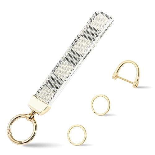 Weixiltc Leather Wristlet Keychain, Car Key Chain Holder with 2 Key Ring & Anti-Lost D Ring, Key Fob Wristband for Women - Image 1
