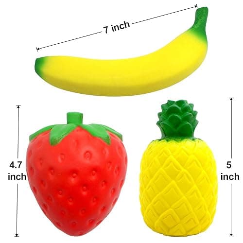 6PCS Jumbo Squishies Slow Rising Strawberry Peach Banana Lemon Watermelon Pineapple Charms Fruit Squishies Cream Scented Stress Relief Kawaii Toys for Kids and Adults thumbnail 6