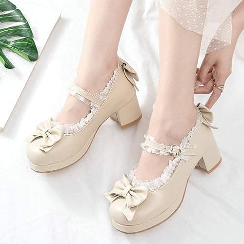 LUXMAX Women Kawaii Mid Block Heel Mary Jane Rockabilly Pumps with Bow Platform Chunky Heel Cute Sweet Shoes thumbnail 2