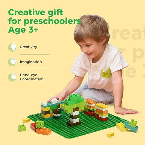 Etarnfly Classic Baseplates Building Plates-10" x 10" Building Boards,100% Compatible with All Major Brands and Activity Table, Creative Platforms Mats for Toy Bricks (Green, 8 Pack) thumbnail 4