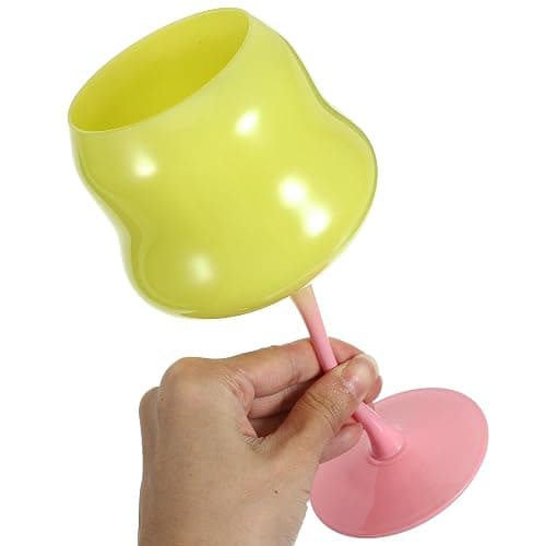 Amosfun Rose Cocktail Glasses Cute Wine Goblet Decorative Stemmed Cup Colored Shaped Glassware for Wine Drinks Ice Cream Dessert Yellow - Yellow thumbnail 8