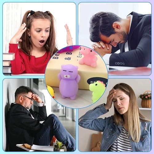 KINGYAO Squishies Squishy Toy 24pcs Party Favors for Kids Mochi Squishy Toy moji Kids Mini Kawaii squishies Mochi Stress Reliever Anxiety Toys Easter Basket Stuffers fillers with Storage Box thumbnail 4