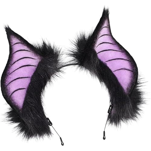 CCUUHJ Cute Handmade Faux Fur Bat Ears Headband Halloween Christmas Cosplay Party Costume Accessories - Image 1