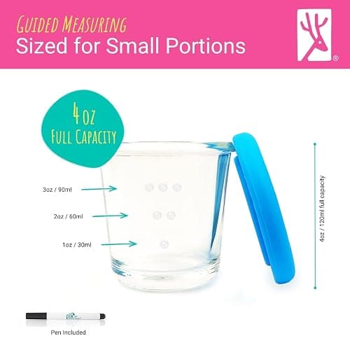 Elk and Friends Baby 4oz Borosilicate Glass Food Storage Jars | 12pk | Borosilicate Glass | Set of 12 | Microwave, Oven + Dishwasher Safe | Perfect for Purees, Breast Milk + Baby Food thumbnail 2