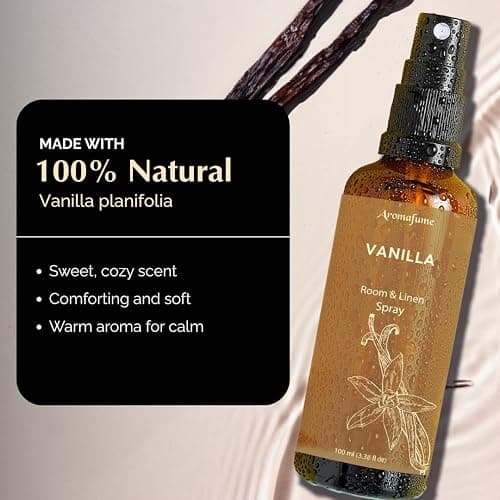 Vanilla Room, Linen & Pillow Spray by Aromafume | 100ml/3.38 fl oz | with Pure Vanilla Essential Oil | Aromatherapy Spray | Mist for Bedding, Fabrics thumbnail 2