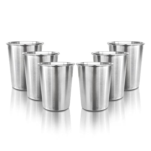 YOLCAR 6 Pack 8 oz Stainless Steel Kids Cups, Children's Pint Cups, Stackable Metal Cups, Shatterproof Drinking Glasses - Image 1