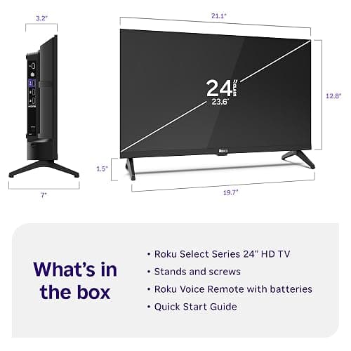Roku Smart TV – 24-Inch Select Series, 720p HD TV – Roku TV with Voice Remote – Flat Screen LED Television with Wi-Fi for Streaming Live Local News, Sports, Family Entertainment thumbnail 9