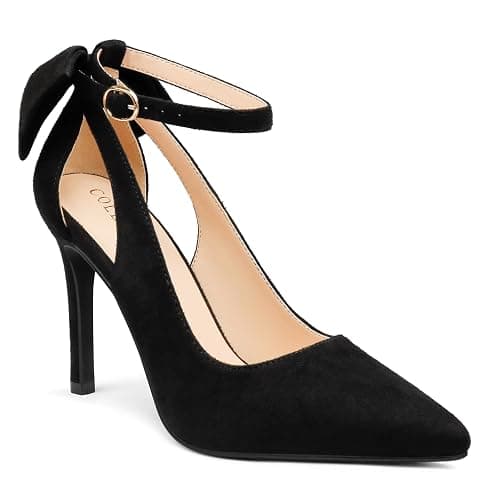 COLETER Womens Bow Knot High Heels Pointed Toe Stiletto Ankle Strap D'Orsay Pumps Bow Evening Dress Shoes thumbnail 4