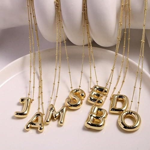 SELFROSE Initial Necklaces for Women,Trendy Gold Letter Necklace Dainty Gold Letter Necklace Chunky Initial Pendant Charm Custom Name Jewelry for Women Gifts thumbnail 7