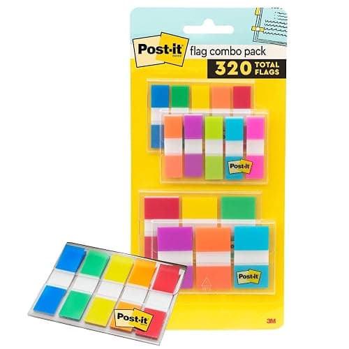 Post-it Flags Combo Pack, 4 On-The-Go Dispensers/Pack, 120 .94 in Wide and 200 .47 in Wide Flags, Assorted Colors (683-XL1) - Image 1