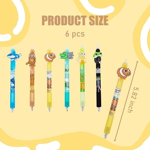 6PCS Italian Brainrot Erasable Pens, Cute Animal Ball Point Pens 0.5mm Blue Party Favors for Kids, Back to School Supplies Fun Stationary Pen Gifts for Birthday thumbnail 3