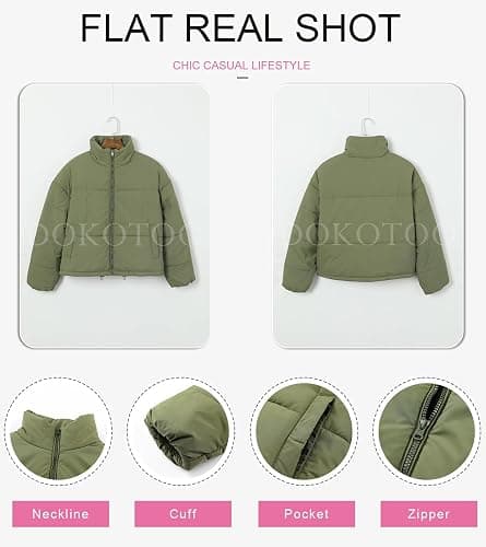 Dokotoo Womens Winter Quilted Jackets Long Sleeve Full Zip Puffer Jacket Coats with Pockets thumbnail 6