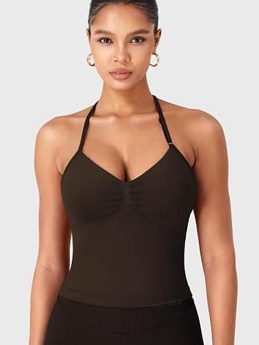 YEOREO SoftHue Impact Longline Strappy Top Women's Halter Workout Tank Tops Backless Gym Longline with Adjustable Strap thumbnail 5