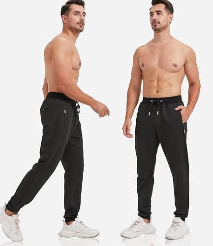 lomsoe 3 Pack Sweatpants for Men Tapered Mens Joggers Pants with Zip Pockets Slim Fit Running Gym Sweat Pants Gifts for Men thumbnail 6