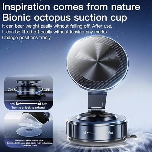 for Magsafe Car Mount, Magnetic Phone Holder for Your Car, Strong Suction | [105+LBS & 3800gf Magnetic] 360° Adjustable Car Phone Holder for iPhone 17 16 15 14 13 12 Pro Max Air Plus,Car Accessories thumbnail 2