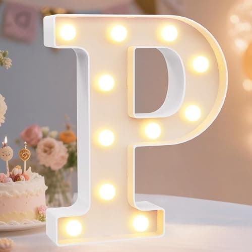 Pooqla LED Marquee Letter Lights Sign, Light Up Alphabet Letter for Home Party Wedding Decoration P - Image 1