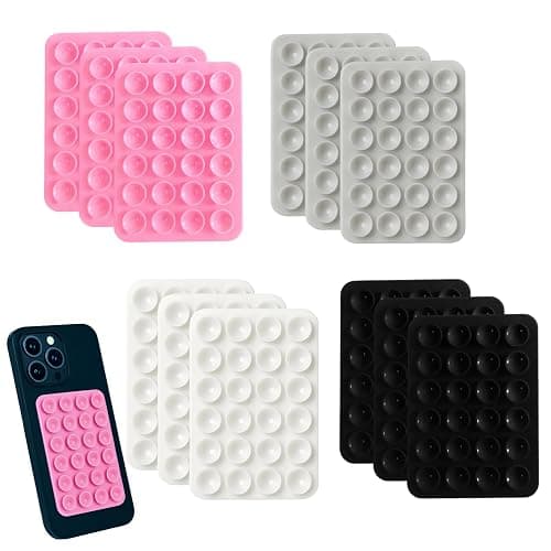 leruiyezs 12Pcs Saugnapf Für Handy,Silikon Handy Saugnäpfe Mit Starker Selbstklebend,4 Farben Handy Saugnapf Halterung Für Handyhülle,Vielseitig Für Selfies Videos,Glatte Flächen Daheim,Büro - Image 1