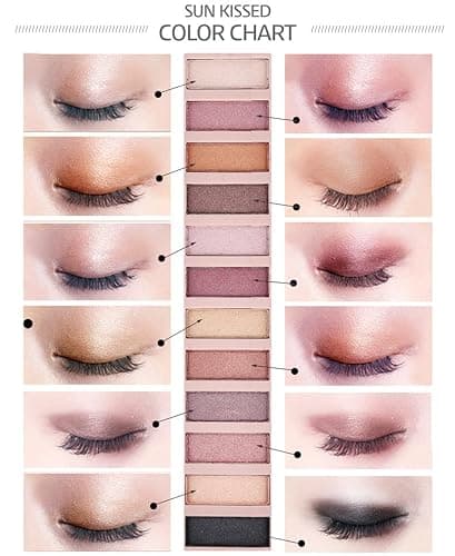 BestLand 2 Pack 12 Colors Makeup Nude Colors Eyeshadow Palette Natural Nude Matte Shimmer Glitter Pigment Eye Shadow Pallete Set Waterproof Smokey Professional Beauty Makeup Kit (2 PCS) - Matte + Shimmer thumbnail 5