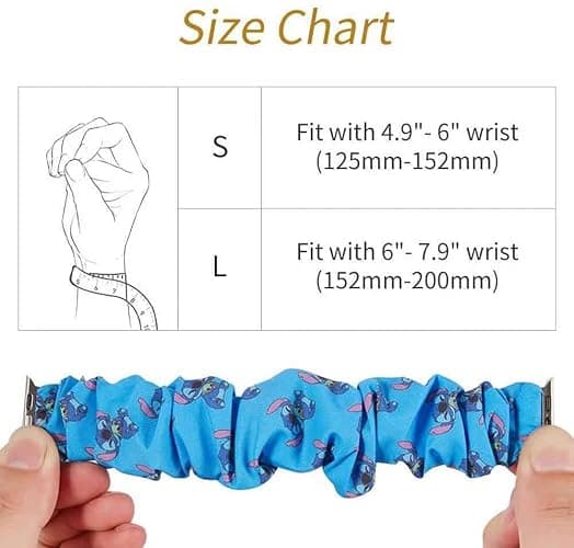 Cute Stitch Scrunchie Elastic Watch Band ，Adorable Gifts Ideas For women,Best friend,Compatible With apple iWatch Series 6/5/4/3/2/1,For Watch Band 38mm/40mm thumbnail 2