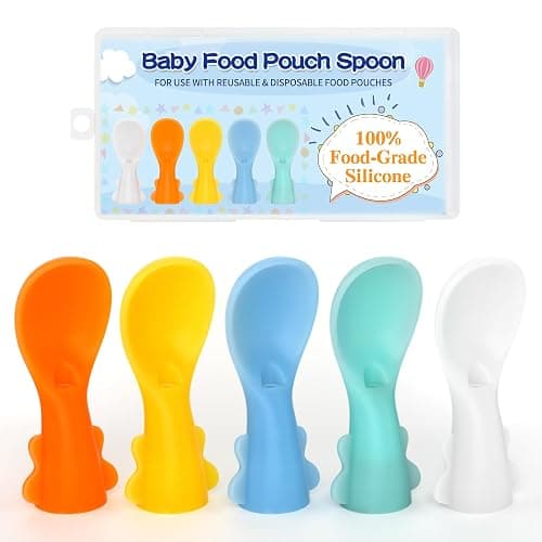 Infant Feeding Essentials & Baby Food Pouches Attachable Toppers: Seamless, Non-Drip Spoons for Baby's Diet, Compatible with Assorted Pouch Forms, Perfect for Infants 3+ Months, Pack of 5 - Image 1