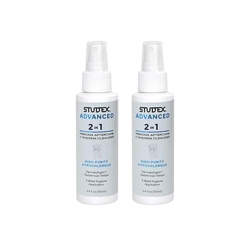 Studex Advanced 2-in-1 Piercing Aftercare & Cleanser – Hypochlorous Spray for Body and Ear Piercing, Hypoallergenic Formula for Sensitive Skin (Pack of 2) - Image 1