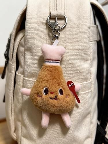 FRCYQI 3 Pieces Cute Food Plush Car Keychains Set, Birthday Gifts | Fried Chicken Burger French Fries Design, Soft Stuffed Doll Bag Charm with Keyring for Friends thumbnail 9