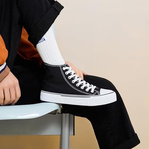 hash bubbie High Top Sneakers for Women Classic High Tops Canvas Shoes Lace up Women's Fashion Sneaker thumbnail 7