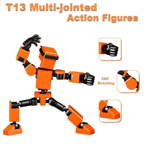 4PCS Mini Titan T-13 Action Figures Set, Assembly Completed Luck Dummy Robot 13 Action Figure Toys for Boys Stick Figures with Multi Joints Movable Fidget Gifts for Kids(White+Gray+Yellow+Pink) thumbnail 4