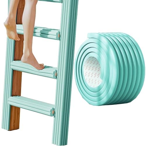 Bunk Bed Ladder Pads, Self-Adhesive Bunk Bed Ladder Cover, Bunk Bed Step Foam Padding, Ladder Step Pads Loft Bed, Soft Extra-Wide Edge Protector, Furniture 6.5 Ft Light Green - Image 1