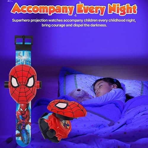 FILDANCO Superhero Projector Watch Kids Digital Watch Toy Toddler Watch with 24 Anime Images Stocking Stuffer Gift for Birthday Halloween Christmas Anniversaries (Red), B0CRKSR635 thumbnail 7