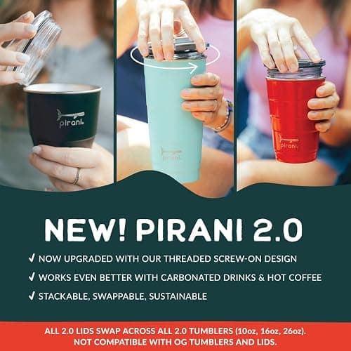 Pirani 26oz Insulated Stackable Tumbler - Skinny-Wall Triple Vacuum Insulation Cup with Version 2.0 Air-Tight, Screw-On Lid Lid - Space Saving Design - Great White thumbnail 4