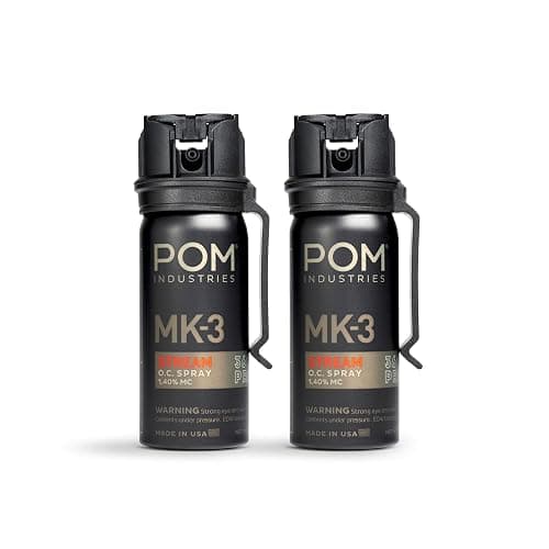 POM MK3 Pepper Spray, Belt Clip Model, Maximum Police Strength OC with UV Marking Dye, Quick Flip Top Safety, 360° Performance At Any Angle, Powerful Accurate Stream, 18 ft Range, 1.8 fl oz - Image 1