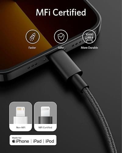 Anker New Nylon USB-C to Lightning Cable, 331 Cable, Fast Charging Cord (6ft, MFi Certified) for iPhone 13 13 Pro 12 Pro Max 12 11 X XS XR 8 Plus, AirPods Pro, Supports Power Delivery (Black) thumbnail 7
