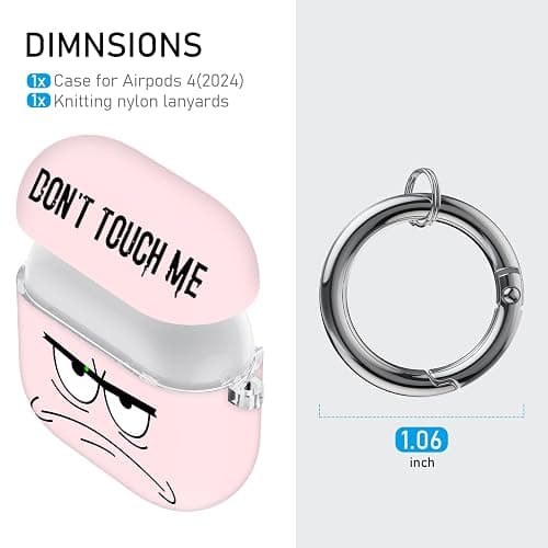 Youtec for Apple Airpods 4th Generation Case Covers(2024),Don't Touch Me for Airpods 4 Cover with Keychain/Lanyard Soft Cute Shockproof Cover for Women Men Compatible AirPods 4 Case,Pink thumbnail 6