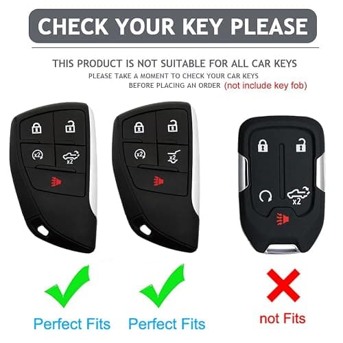 Cacacar Key Fob Cover for Chevy GMC with Keychain, Silverado Sierra Tahoe Suburban Equinox Traverse Yukon Denali Terrain Buick Envision Premium Soft TPU Case (5 Buttons Ivory) thumbnail 2