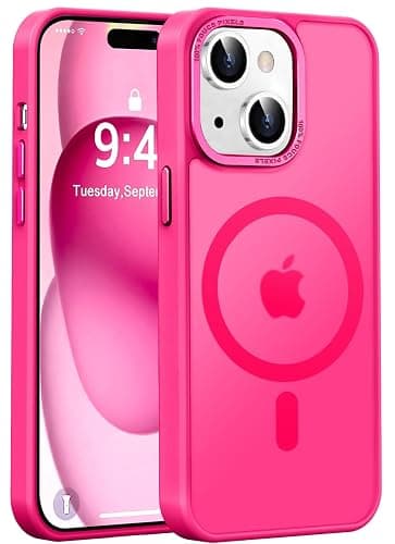 Newfuture Designed for iPhone 15 Case with Strong Magnetic [13 FT Military Drop Protection] [Compatible with Magsafe] Slim Translucent Matte Shockproof with Anti-Fingerprint Phone Case, Hot Pink - Image 1