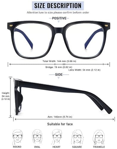 PANNER Oversized Square Blue Light Blocking Glasses for Women Men Anti Glare Reduce Eyestrain Computer Glasses thumbnail 6