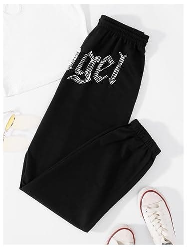 WDIRARA Women's Skeleton Hand Print Elastic Waist Long Jogger Pants Sweatpants thumbnail 5