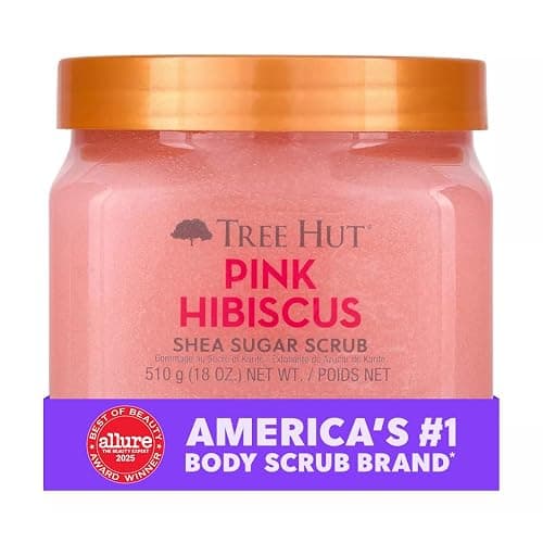 Tree Hut Pink Hibiscus Shea Sugar Scrub, Exfoliating, Hydrating & Moisturizing Body Scrub with Shea Butter & Nourishing Essential Oils, Smooth & Soften Skin, 18 oz thumbnail 3